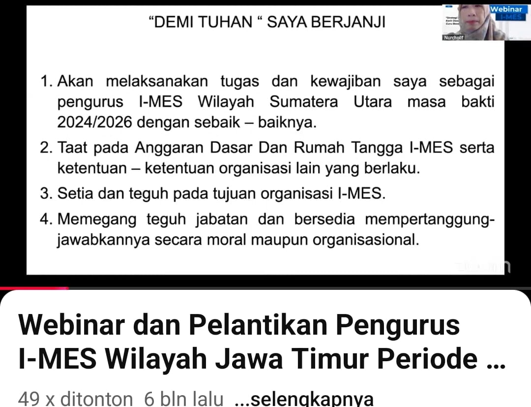 Dosen Tadris Matematika UIN KHAS Jember Dilantik sebagai Wakil Ketua I-MES Wilayah Jawa Timur